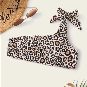 cheetah one shoulder bikini top